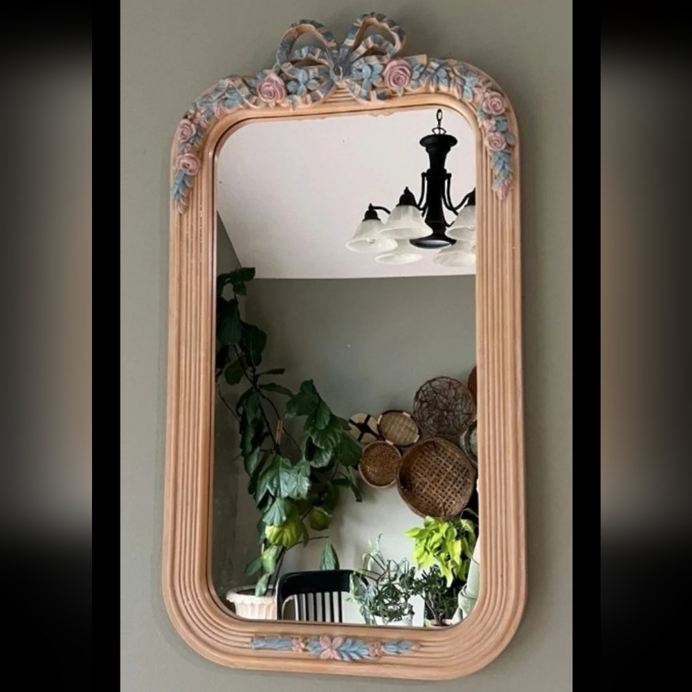 Vintage Mid Century Home Interior Wall Mirror  Cottagecore Shabby Chic